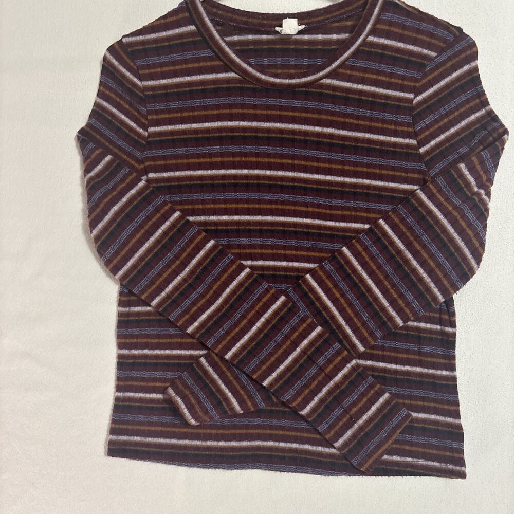 Garage Striped Sweater L Retro Colorblock Knit Cozy 90s Style
